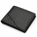 Portefeuille pliant 11.5 x 9.5 x 1.5 cm en matière synthétique noire - style tressé