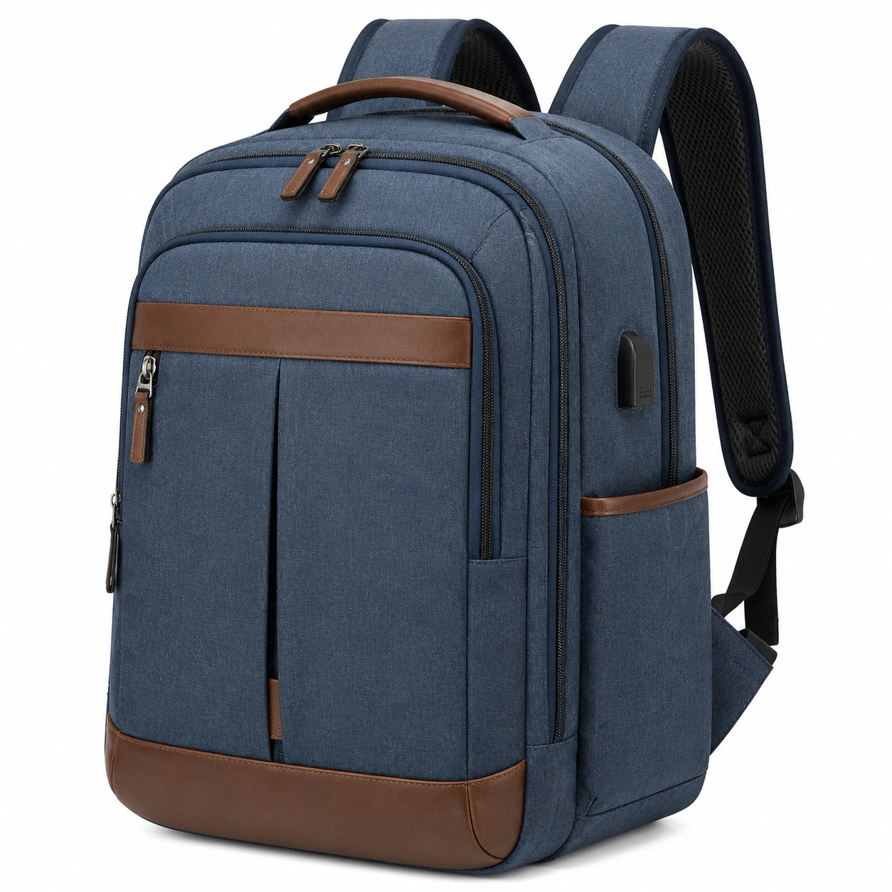 Sac à dos 32 x 18 x 46 cm en tissu bleu marine pour travail et voyage avec port USB