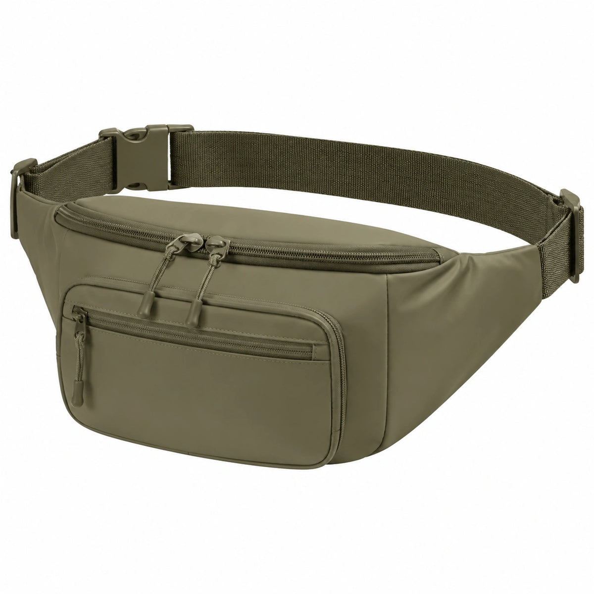 Sac banane 32 x 8 x 16 cm en polyester kaki à compartiments zippés réglable