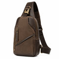 Sac bandoulière 18 x 8 x 32 cm en matière synthétique marron style urbain à compartiments zippés