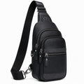 Sac bandoulière 17 x 8 x 31 cm en similicuir noir à compartiments zippés