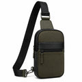 Sac bandoulière 18 x 7 x 32 cm en textile vert kaki et noir pour transport quotidien style urbain