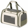 Sac de transport pour animal 45 x 30 x 30 cm en tissu beige et vert avec panneaux en maille