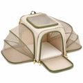Sac de transport extensible 46 x 28 x 28 cm en tissu beige et vert pour chat et petit chien
