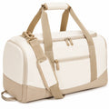 Sac de sport 45 x 25 x 28 cm en polyester beige avec bandoulière et poches zippées