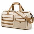 Sac de voyage 50 cm en tissu beige avec bandoulière amovible et poches zippées