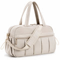 Sac de voyage 45 x 25 x 28 cm en tissu synthétique beige avec bandoulière et poches zippées