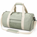 Sac de sport cylindrique 50 cm en polyester vert sauge avec bandoulière et poches zippées