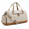 Sac de voyage 50 x 25 x 30 cm en tissu beige et marron avec bandoulière réglable