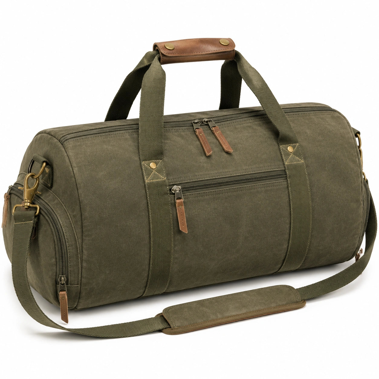 Sac de voyage 50 x 25 x 28 cm toile vert kaki bandoulière style vintage